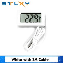 온도제어기 조리용 듀얼 미니 LCD 디지털 온도계 냉동고 온도-50-110 ℃ 냉장고 온도계 실내 및 실외 방수 탐침, 06 White with 2M Cable