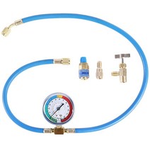 JIFETOR R134A용 게이지가 AC 충전 호스 자동차 HVAC 냉매 키트 가정용 에어컨 U 저압 미터 0.6cm(14인치) 피팅 퀵 커플러 어댑터 길이 106.7cm(42인치