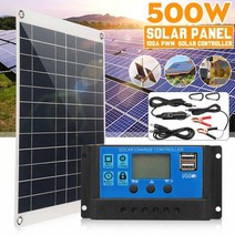 [해외] 500w 태양광 발전 시스템 태양 전지 패널 키트 배터리 충전기 100a 태양열 충전 컨트롤러 홈 그리드 캠프 전화 pwm, 협력사
