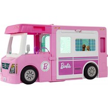 Barbie GHL93 3-in-1 슈퍼 어드벤처 캠핑카 약 91cm 인형용 컨버터블 캠핑카 수영장 픽업 트럭 보트, 단일옵션