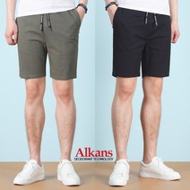 알칸스 남성용 여름 5부 스판 린넨 반바지