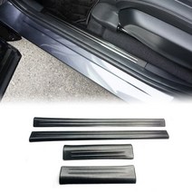혼다 Vezel HR-V HRV 2021 2022 스테인레스 스틸 전면 후면 내부 도어 실 페달 스커프 플레이트 커버 트림 4Pcs, 02 black
