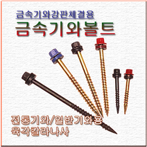 기와볼트 캡드릴볼트 지붕개량볼트 금속기와볼트 칼라육각나사 노캡볼트 지붕개량지붕못 칼라강판볼트 강판기와볼트, 금속기와볼트(외날), 검정 55mm (100개)