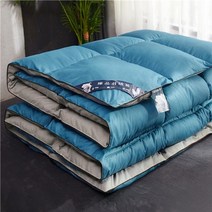 구스토퍼 헝가리구스이불 자가발열 호텔 토퍼 거위털 100 거위솜털로 채운 피부 친화적인 순면원단 따뜻한 실키 겨울 삼색 풀사이즈 퀼트, 180x220cm, 파란색