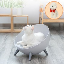 [당일발송]5H펫 원형 고양이집 쿠션하우스 + 나비 넥타이(색상랜덤) 세트