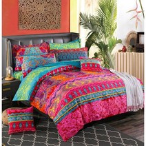 이불커버 보헤미안 침구 세트 겨울 이불 커버 만다라 이불 커버 세트 국립 베개 케이스 퀸 킹 사이즈 침구