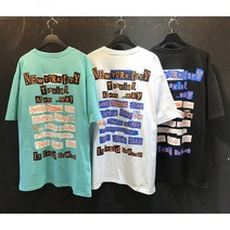 남녀공용 오버핏 매거진 프린팅 남자 반팔티 3컬러