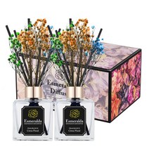에스메랄다 스퀘어 디퓨저 150ml 2개입 라벤더 청포도 선물세트, 멀티플라워(2p)포함, 시트러스 플로랄X1세트
