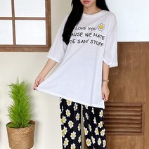 아이우먼 빅사이즈사랑해요 K217L208 플라워박시반팔티셔츠 PO