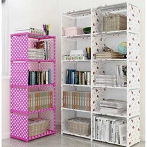 기본 책장 캐비닛 자녀방 학생 책꽂이 선반 사물함, 핑크 2x4
