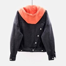 ZHIMIAO 후드 데님 자켓 봄아우터 오버핏 청 재킷