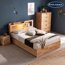 잉글랜더 New 리치 원목 4단 수납 침대/Sweet Slumber 9존 필로우탑 매트-Q, 리치침대Q+9존필로우탑Q, 침대(내츄럴원목)+매트(화이트)