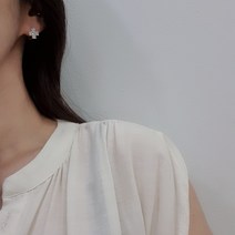 실버925 스톤 크로스 십자가 원터치 은귀걸이