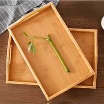 손잡이달린 대나무 트레이 다과 코팅된 디저트 다도 차, 손잡이트레이-소
