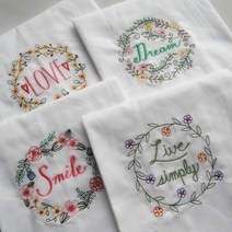 6타입 자수 네이밍 코튼 냅킨 티타올 면냅킨 테이블매트 홈인테리어 홈카페 주방인테리어 키친크로스, 본상품선택, HAPPY