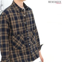 남자 체크 셔츠 자켓 루즈핏 투포켓 코튼 간절기 봄 가을 아우터 환절기 이너 레드 남방