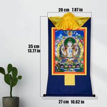 탱화 불교용품 산신 종합 관세음보살 아미타불 무속용품 불교그림 선녀 금강경사경 벽걸이 그림 새틴 공부 수공예 아발로키테스바라 불교 피규어 티베트 스타일 35cm 걸이식 제단 집 선, 4.35x27 CM - 딥 블루