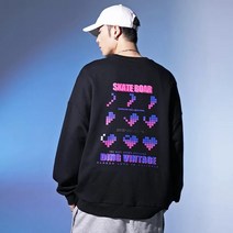 코튼 맨투맨 남성 라운드 루즈핏 봄가을 얇은 커플 가을 ins힙합 일본 탑