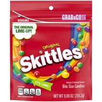 [캐로플] SKITTLES 오리지널 츄이 캔디 그랩 앤 고 255g9온스 백, 255g, 1개
