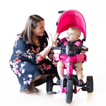 에이블 트라이크 Joovy Tricycoo 4.1 아동용 세발자전거 4단 엑스트라 와이드 프론트 타이어 탈부착 및 조정 가능한 부모 핸들 안전 장치 물세탁이 시트 패드 개폐식 캐노, [03] 분홍색
