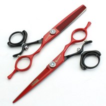 헤어 미용 가위 ashadow 전문 이발사 이발사 도구 회전식 핸들 플랫 앞머리, 6인치 2개