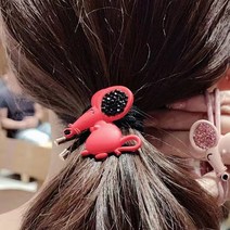 큐빅 눈웃음 쥐 머리끈(레드)