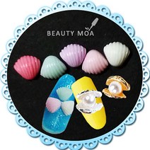 4ea~2ea 조개파츠 조가비 파츠 네일아트 네일 웰빙파츠 진주조개 꼬막파츠 진주 젤네일, 꼬막파츠/화이트/4ea