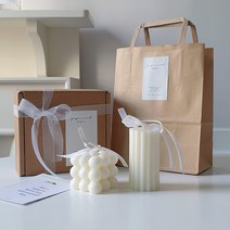 큐브 태양 캔들 선물 세트 (선물포장 쇼핑백 포함) 오브제 집들이 양초 크리스마스 봉봉, 블랙체리