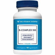 The Vitamin Shoppe B Complex 100 에너지 생산 계 기능 영양소 B1 B2 B6 B12 니아신 엽산 비오틴 우수한 원 캡슐 100개, 100 Count (Pack of 1)