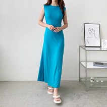 뒤 파임 원피스 1082547DRESS 면원피스 블랙 Black 청록 Blue Green 캐주얼