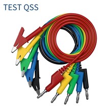 QSS 5Pcs 악어 클립에 4MM 바나나 플매트 카펫 러그 멀티 미터 테스트 리드 Stackable Cable Wire 1M 전기 도구 액세서리 Q.70054-1