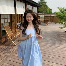 꼬임원피스 백트임 페이즐리 펀칭롱 원피스 민소매 드레스 여성 순수한 색상 맥시 붕대 Preppy 달콤한 간단