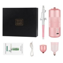 에어리스 도장기 휴대용 미니 에어 브러쉬 세트 얼굴 물 산소 인젝터 기계 압축기 피부 Mouisture 다기능, pink, 06 pink