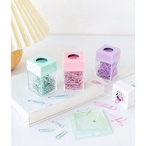 파스텔 자석클립통 클립디스펜서 클립수납함 3종, 민트