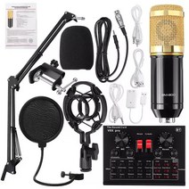 TH V8X 프로 BM800 마이크 사운드 카드 pc 게임 라이브 스트리밍 dj 콘덴서 스탠드 USB 블루투스 가라오케, 01 Gold