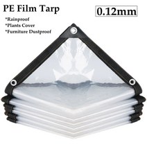 투명 PE 필름 방수포 정원 방수 식물 커버 파티오 캐노피 차양 천 온실 0.12mm, [04] 2m X 3m, [01] 0.12mm Film Tarp