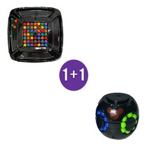 레인보우 매칭 게임 + 원형 큐브 스피너 보드게임 두뇌게임 구슬 맞추기 보드게임 볼 제거 게임 방콕놀이 초등집콕놀이 원형큐브 장난감 어른 집콕놀이 게임 성인 방콕 장난감 집콕 취미, 레인보우 매칭게임 + 원형큐브 블랙