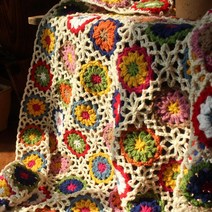 꽃 모티브 코바늘 크로셰 크로쉐 블랭킷 소파 커버