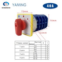 셀렉터 스위치 3단 공장 LW5-40D/4 로터리 캠 전환 40A 16 터미널 3 위치 4 극 반전 선택기, [01] OFF-ON