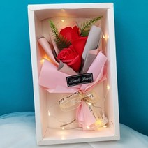 비누꽃 비누꽃바구니 꽃다발 플라워박스 웨딩 장식 기념품 발렌타인 데이 선물 장미 선물, 흰색 상자 빨간색