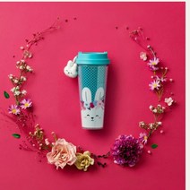 스팟 홍콩 및 마카오 스타벅스 2023 새해 토끼 곰 머그 머그 보온병 유리, 화관토끼동반컵473ml