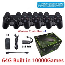 레트로 게임기 휴대용 비디오 게임 콘솔 4k 2.4g 무선 제어 무선 클래식 비디오 게임 콘솔 10000개 게임 포함, 10000 게임 4pads