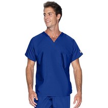 Landau Scrub Zone 유니 릴렉스 핏 1포켓 브이넥 스크럽 탑 71221, X-Small, Black
