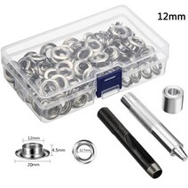 아일렛 펀치 그로멧 도구 키트 세트 그로밋 구멍 내경 실버 의류 신발, 100 세트 12mm
