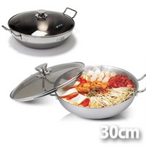 NUNUBITEL_국내산 키친아트 인덕션겸용 통3중스텐 전골냄비30cm 전골솥 용냄비 전기렌지 가정용 혼수용 주방용 레스 양수_NUB누비텔레숍, 옵션이없는_단일품목입니다, 옵션이없는_단일품목입니다