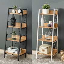 분홍맘 전면 와이드 이동식 벽 책장 거실책장인테리어 4단 400, 1. 철제 책장 4단 400 -화이트