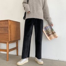 야드팬츠 작은 키 150 코듀로이 빅진 일자통바지 9부바지 여성 145 두꺼운 드롭 드레이프 와이드 2936109419
