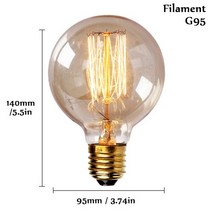 할로겐 조명 램프 에디슨 전구 lampada 레트로 백열 앰플 빈티지 40w 220 장식 필라멘트 골동품 펜던트, 11 G95 filament 220V