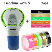 Equitper 1 기계 + dymo 12965 수동 라벨 프린터 용 5pcs 12mm 리본 dymo 1610 1540 motex c101 라벨 메이커 용 3d 테이프, 12965 3d-5pc