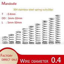 10Pcs SUS304 스테인레스 스틸 압축 스프링 와이어 직경 0.4mm 리턴 작은 나선형 Ressort 5mm 10mm 20mm 30, 4mm, [03] 15mm